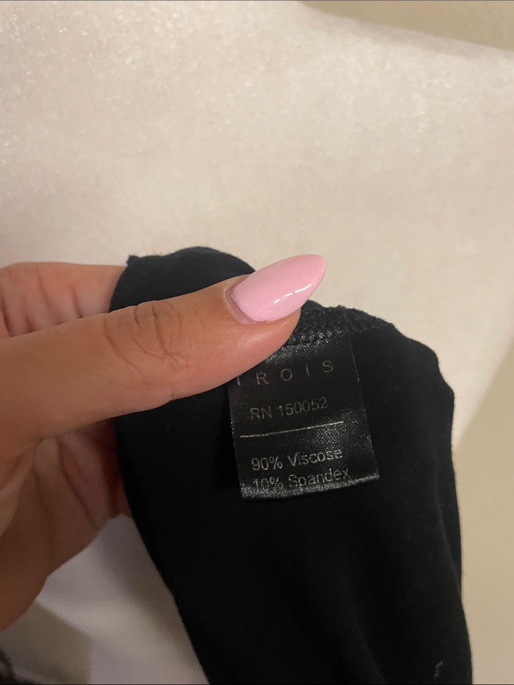 Trois Black Long Sleeve Top Size 1 Padded Shoulders Stretchy Viscose — image 8 of 8